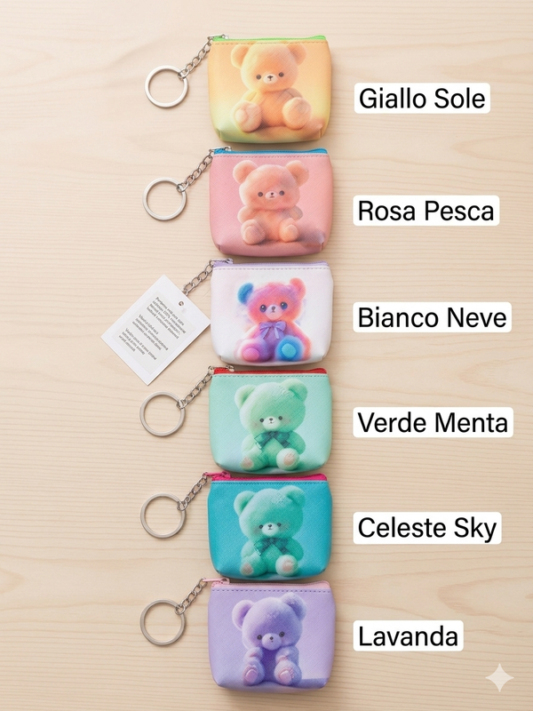 Mini Portamonete Teddy Kawaii - Borsellino con Portachiavi