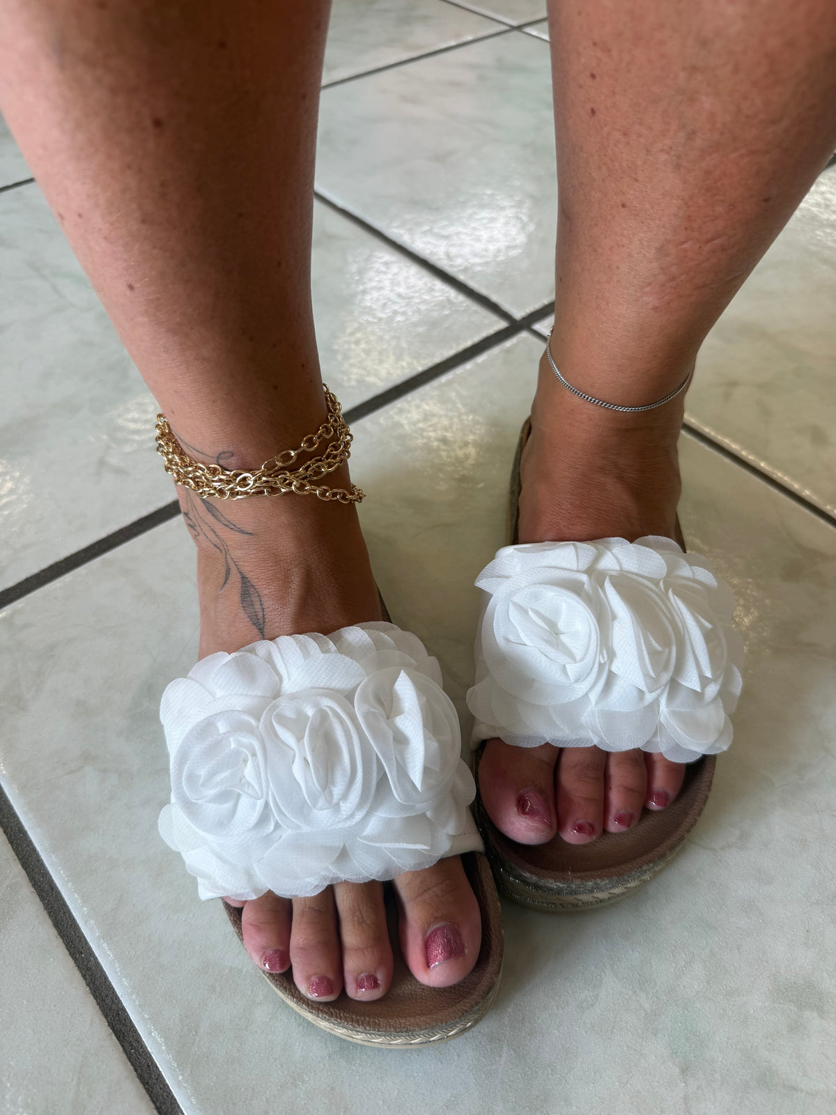 Ciabattine Glamour con Fiori Applicati