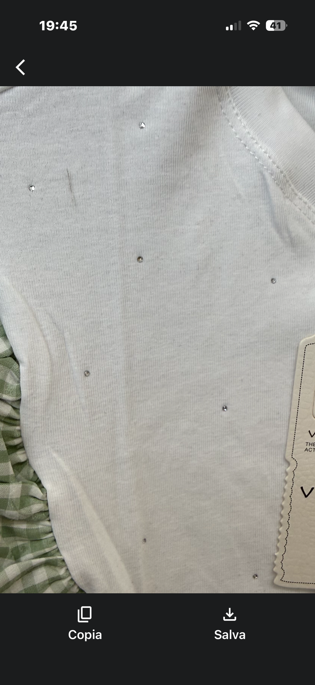 T-shirt Vichy con Maniche a Ruffle