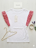 T-shirt Vichy con Maniche a Ruffle