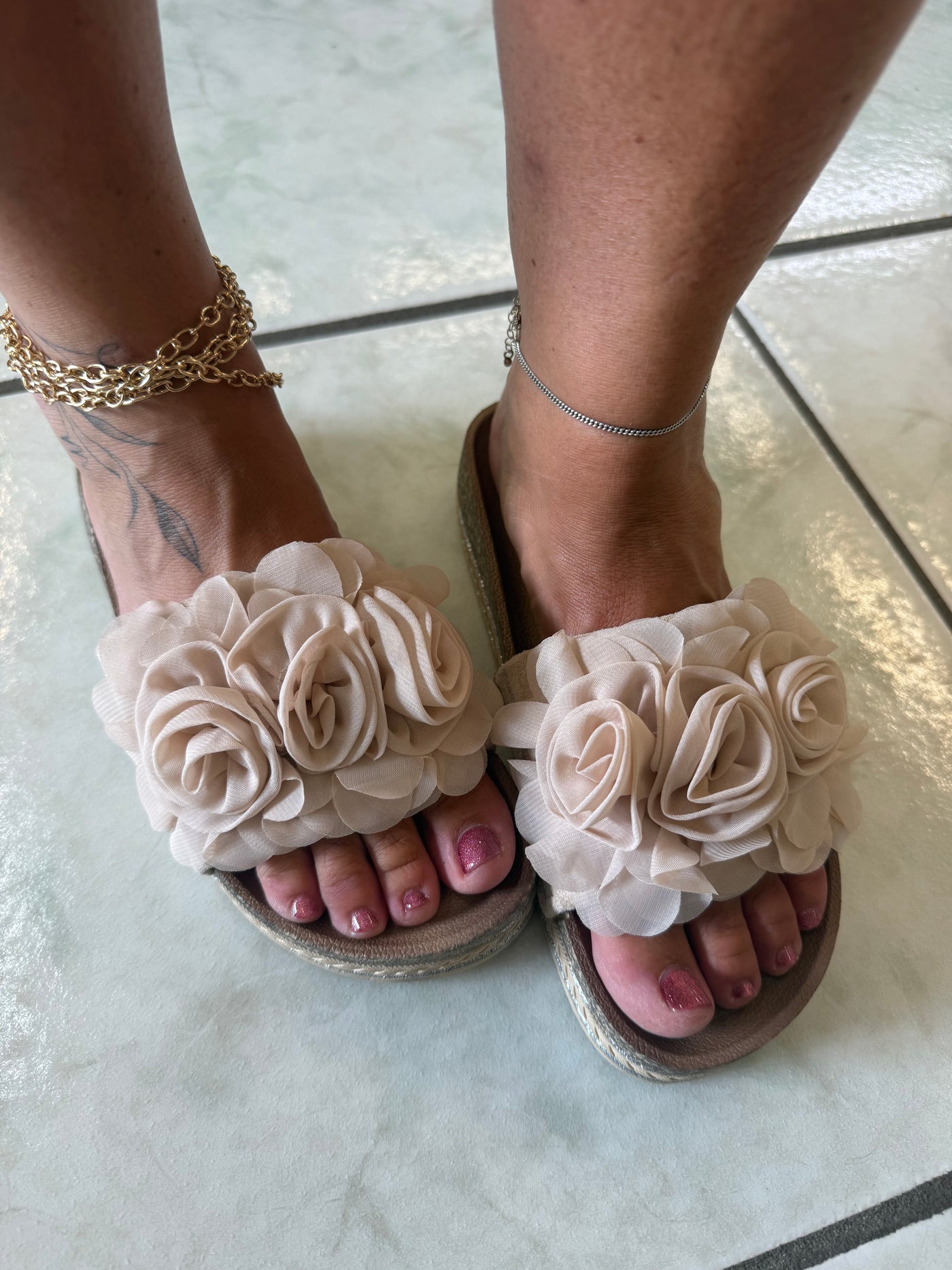 Ciabattine Glamour con Fiori Applicati