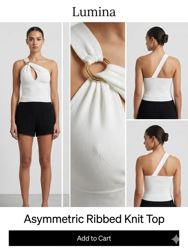 Asymmetric Ribbed Knit Top