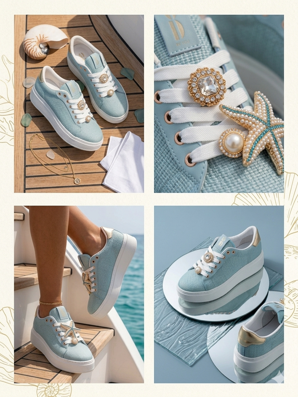 Sneaker gioiello con dettagli in strass e suola alta