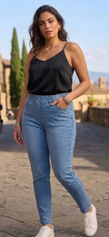 Jeans Ilda Elasticizzato con Borchiette