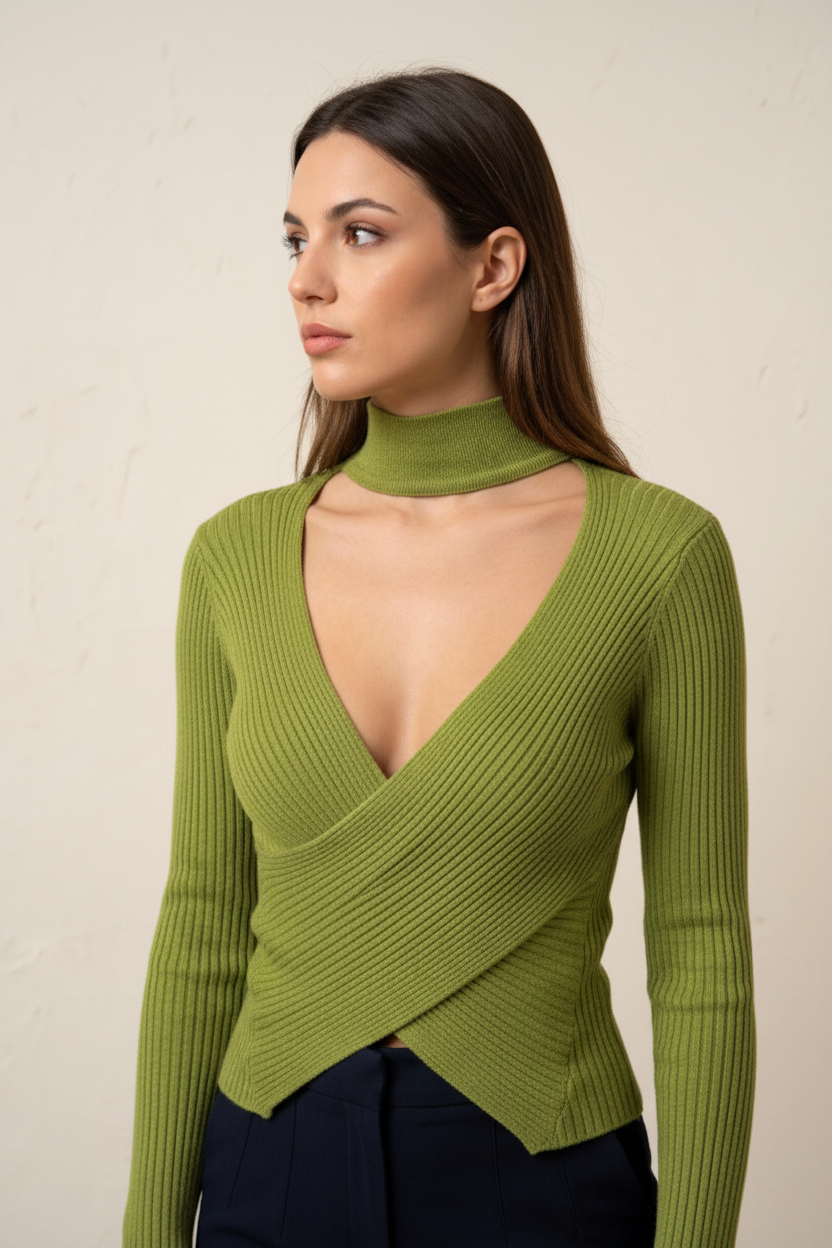Cross-Drape Knit Sweater – Lumina Fashion